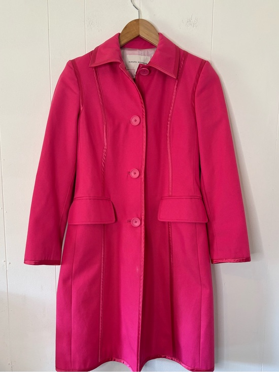 Banana Republic Jackets & Blazers - VTG Banana Republic Hot Pink Long Trench Coat, 2000s, Button Down, Cotton, XS